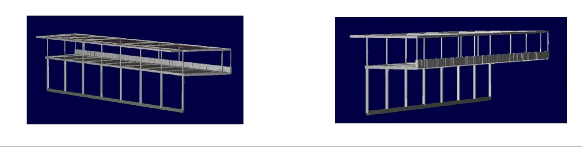 Steel framing model for the karting pit-lane building